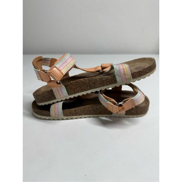 Cat & Jack Val Girl’s Tan Hook and Loop Open Toe Footbed Sandals Size 2 See Note - Picture 6 of 11
